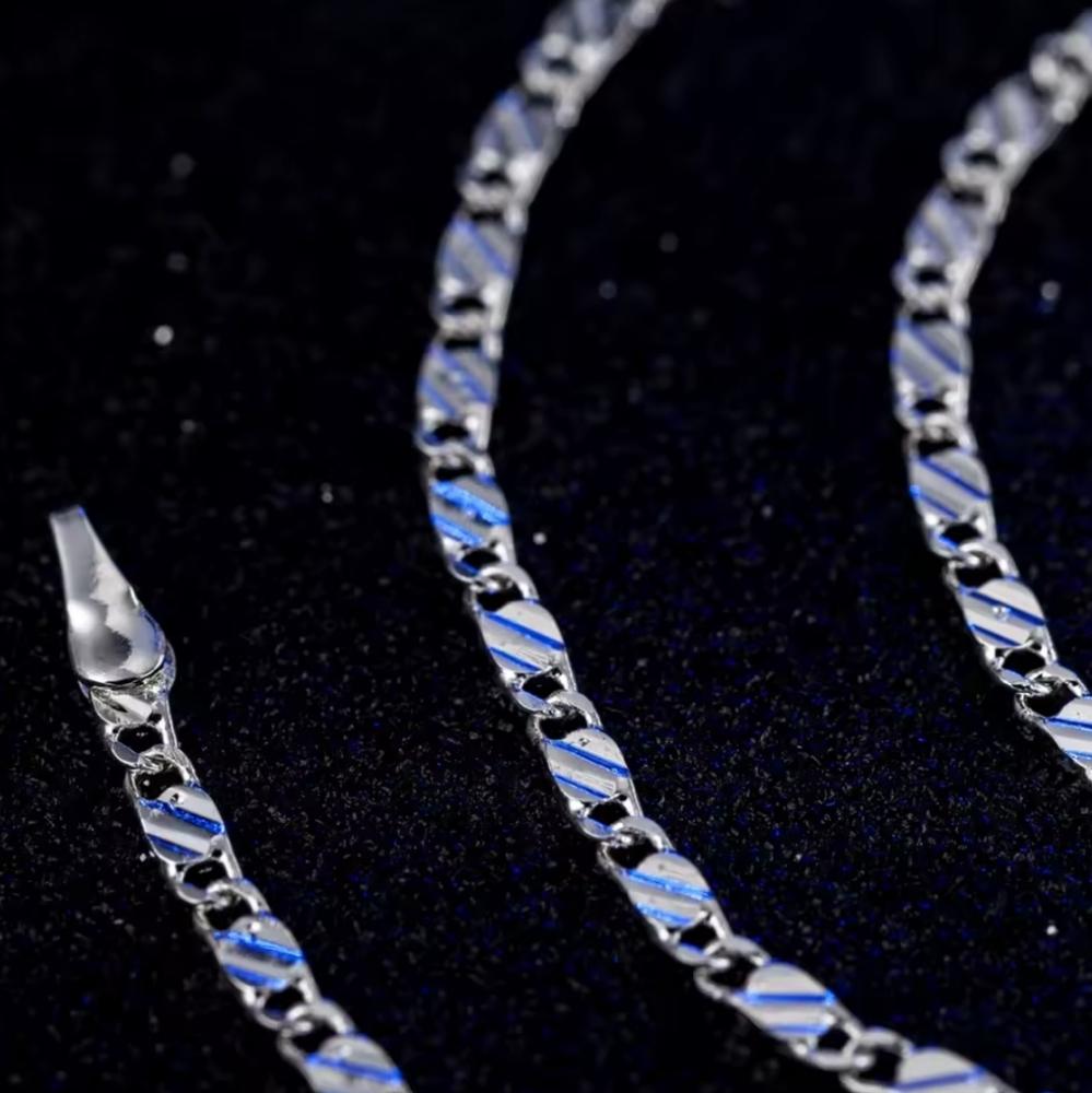 925 Sterling Silver 2 Mm Spanish Style Fashion Chain Christmas Birthday Gift New View 2